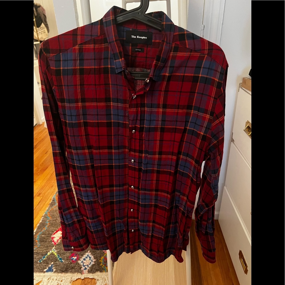 Mens the kooples skull button shirt